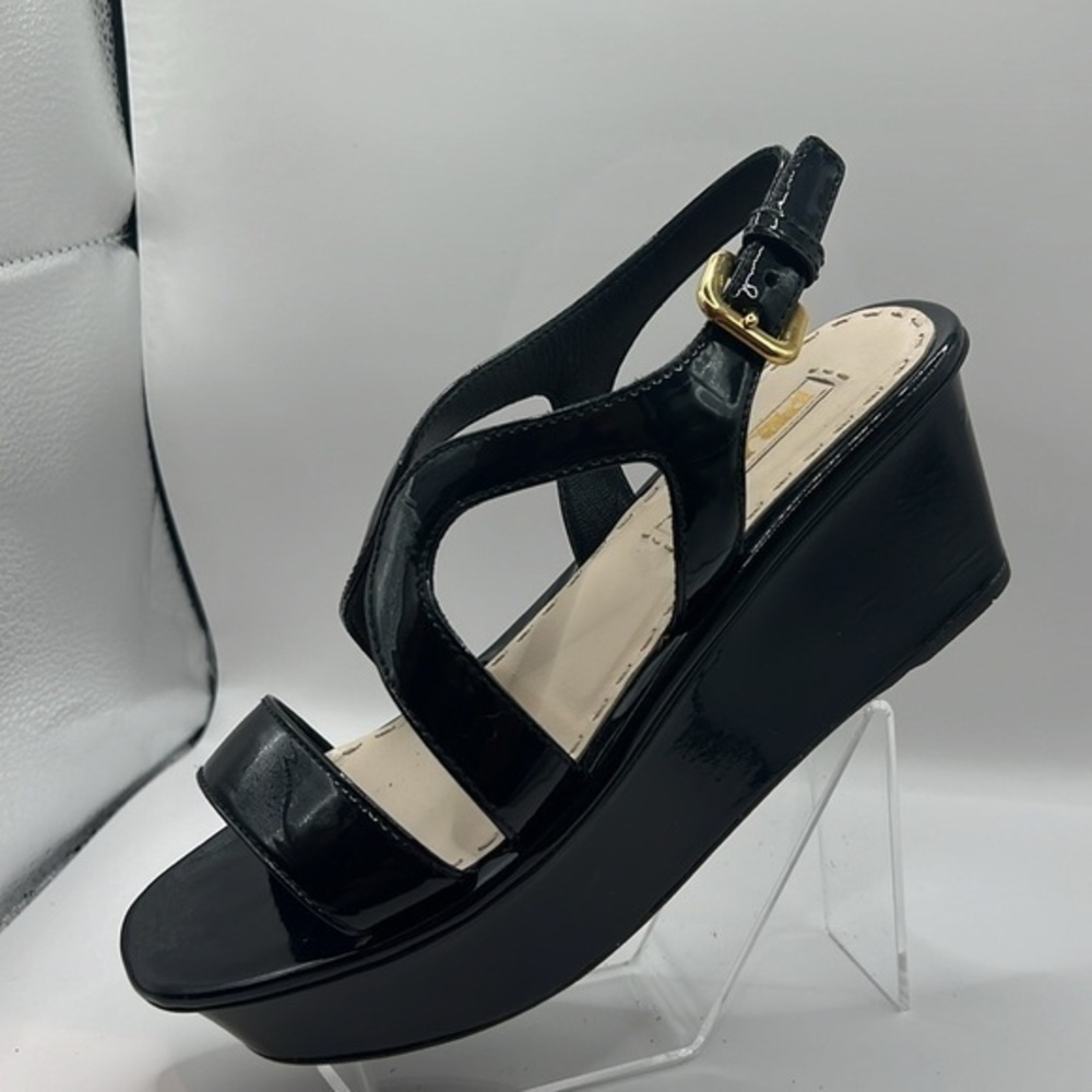 Prada Platform Sandals in  patent leather.  Size 7.5. In preloved perfection